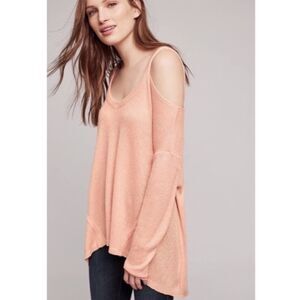 Anthropologie Peachy pink Cutout Candy Top